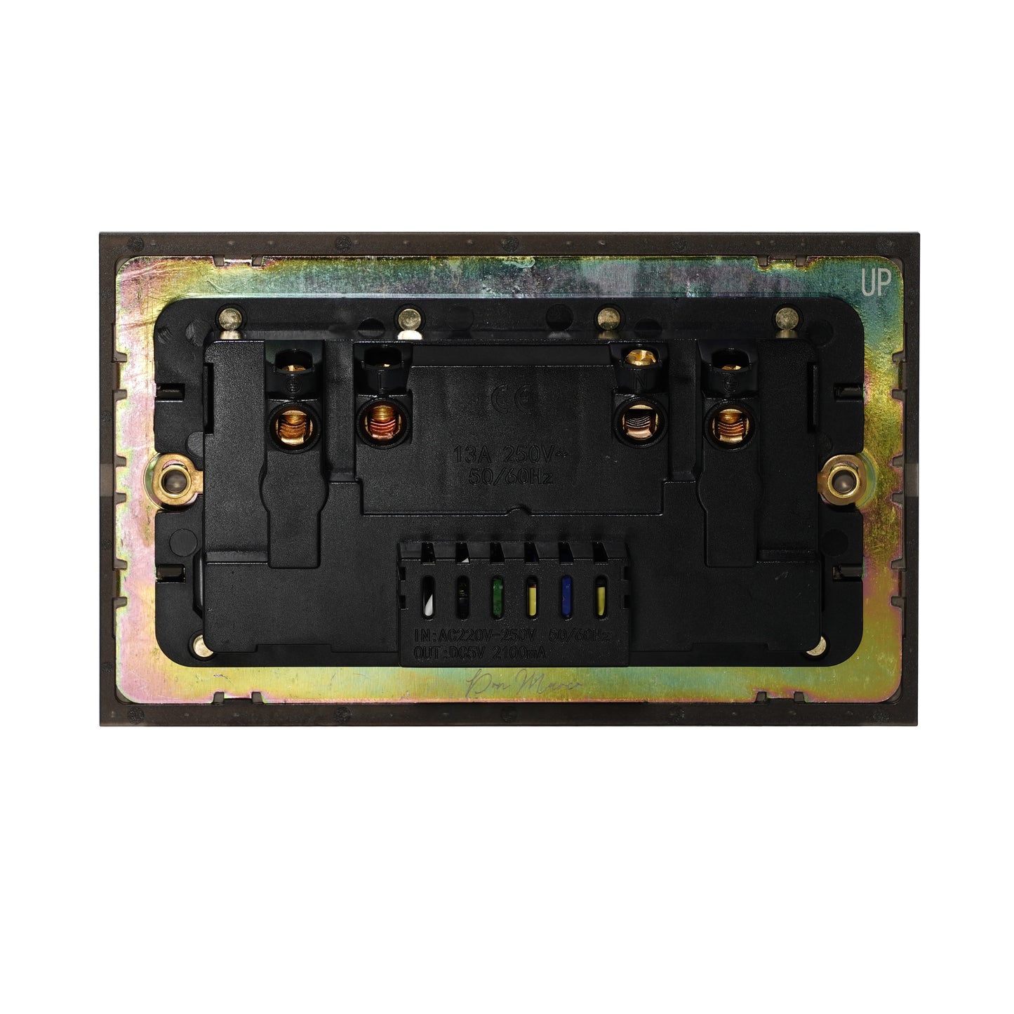 Double MF Socket 13A – On/Off + USB + Type-C – Stainless Steel