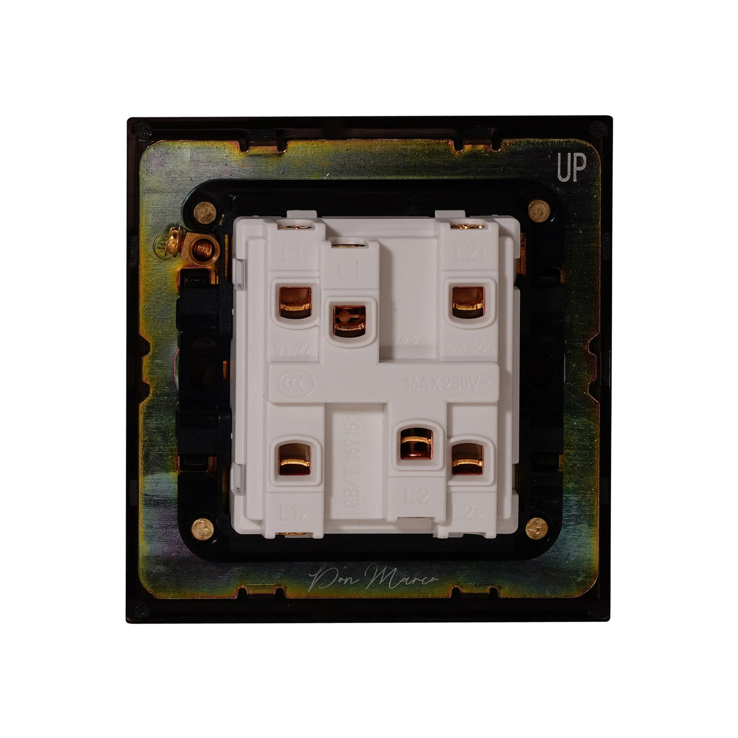1 Gang Intermediate Switch – Plain Toggle – Stainless Steel / Copper