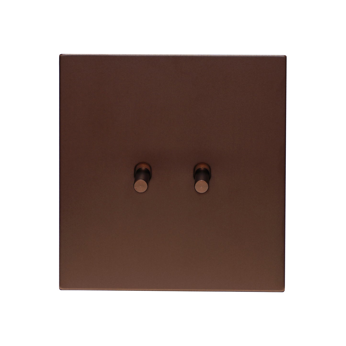 2 Gang 2 Way Switch – Plain Toggle – Stainless Steel / Copper