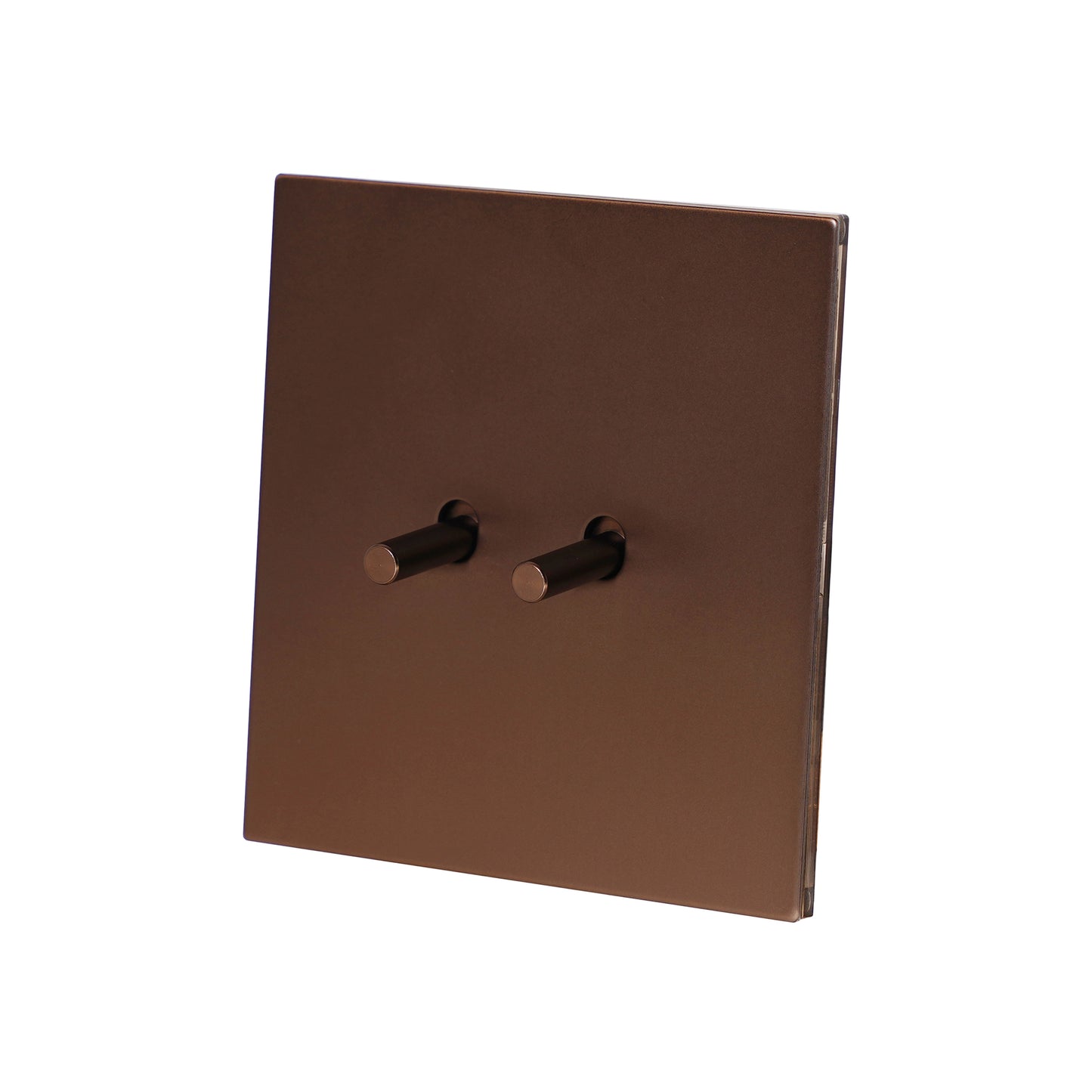 2 Gang 2 Way Switch – Plain Toggle – Stainless Steel / Copper