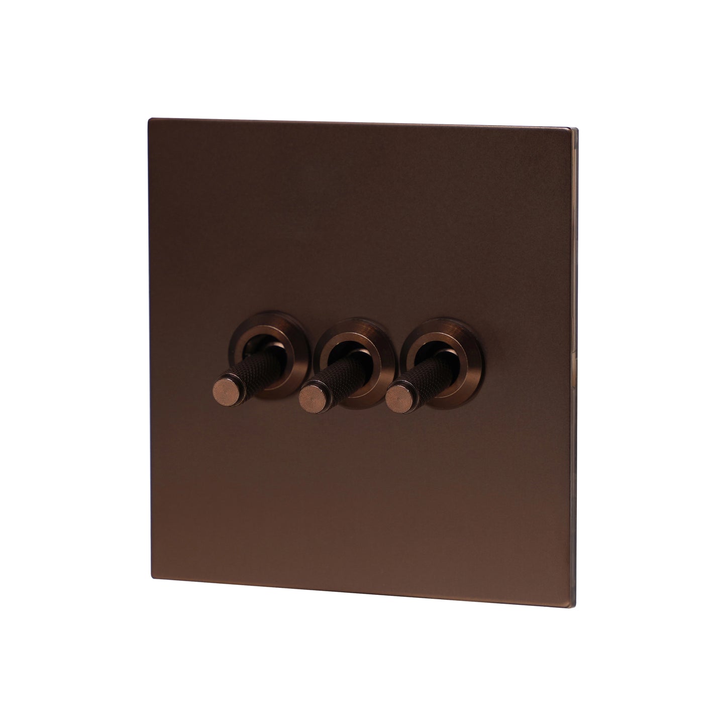 3 Gang 2 Way Switch – Knurled Toggle – Stainless Steel / Copper