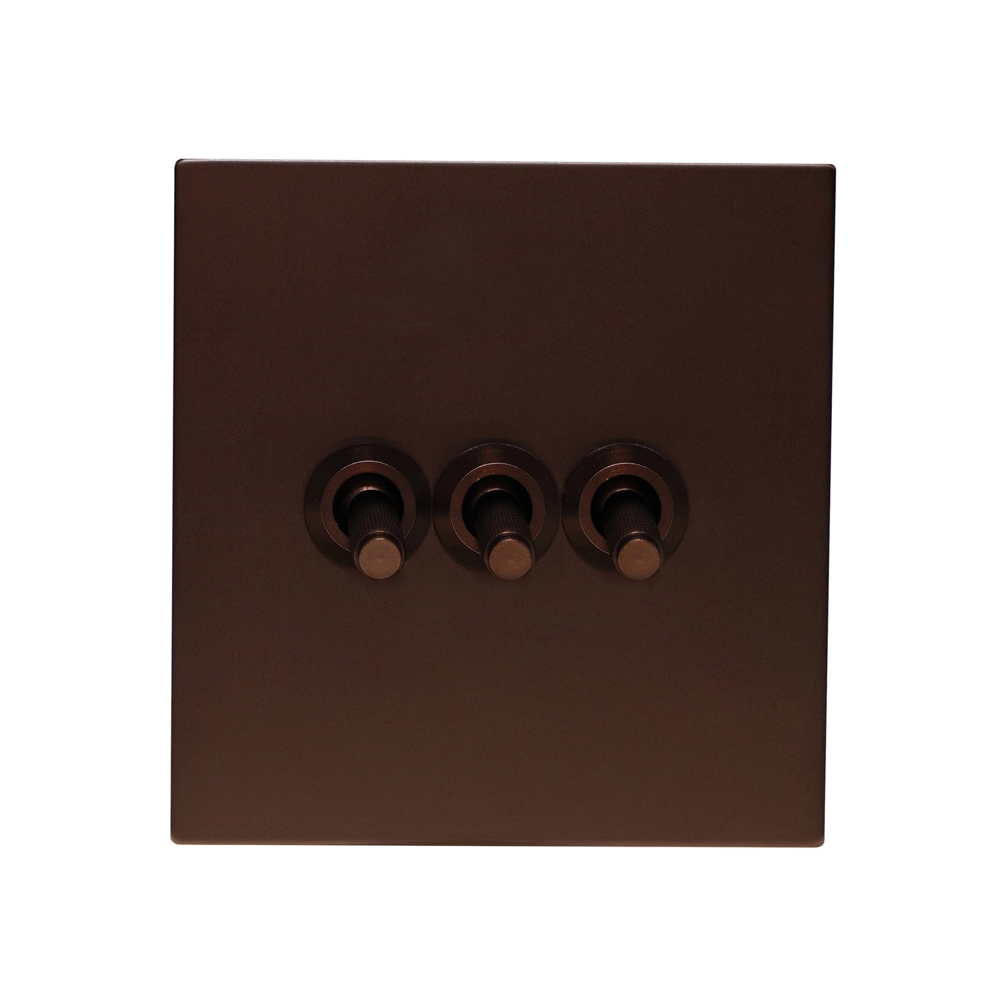 3 Gang 2 Way Switch – Knurled Toggle – Stainless Steel / Copper