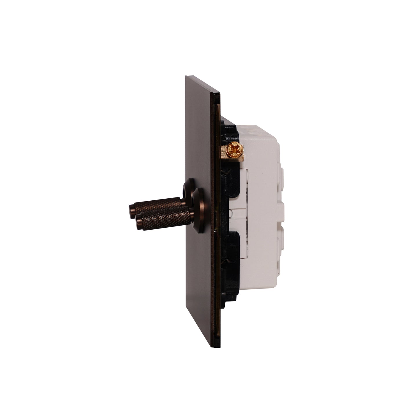 3 Gang 2 Way Switch – Knurled Toggle – Stainless Steel / Copper