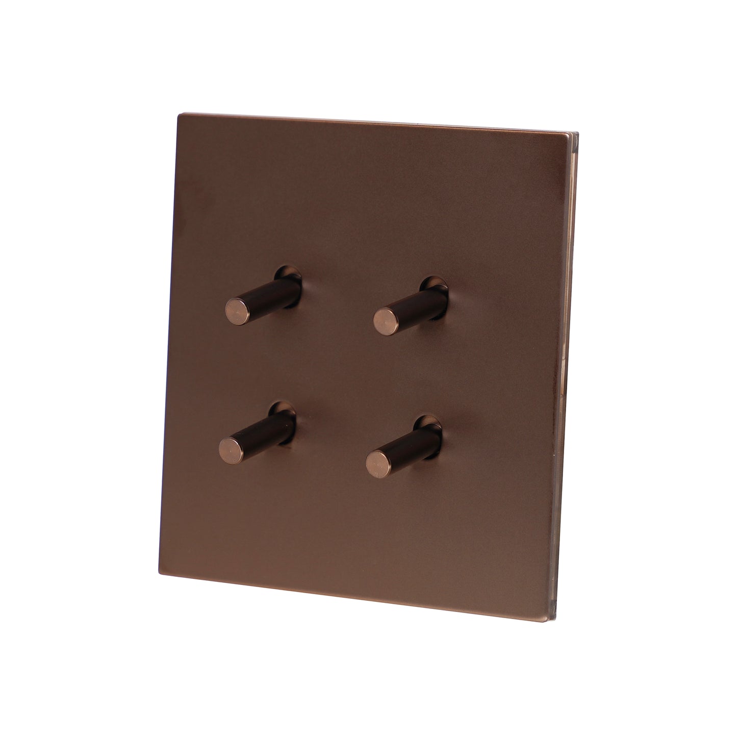 4 Gang 2 Way Switch (86) – Plain Toggle – Stainless Steel / Copper