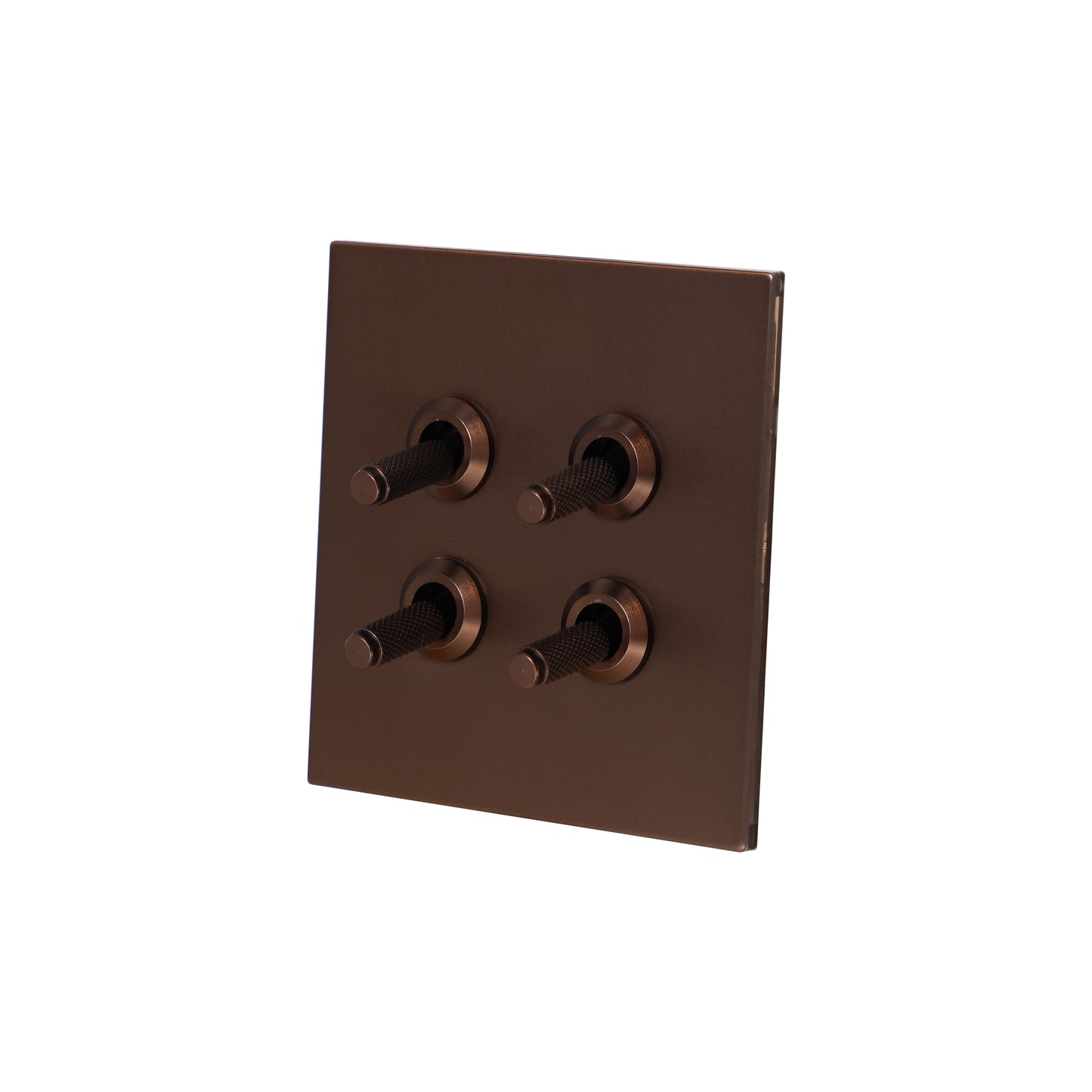 4 Gang 2 Way Switch (86) – Knurled Toggle – Stainless Steel / Copper