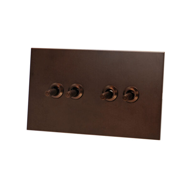 4 Gang 2 Way Switch (148) – Knurled Toggle – Stainless Steel / Copper