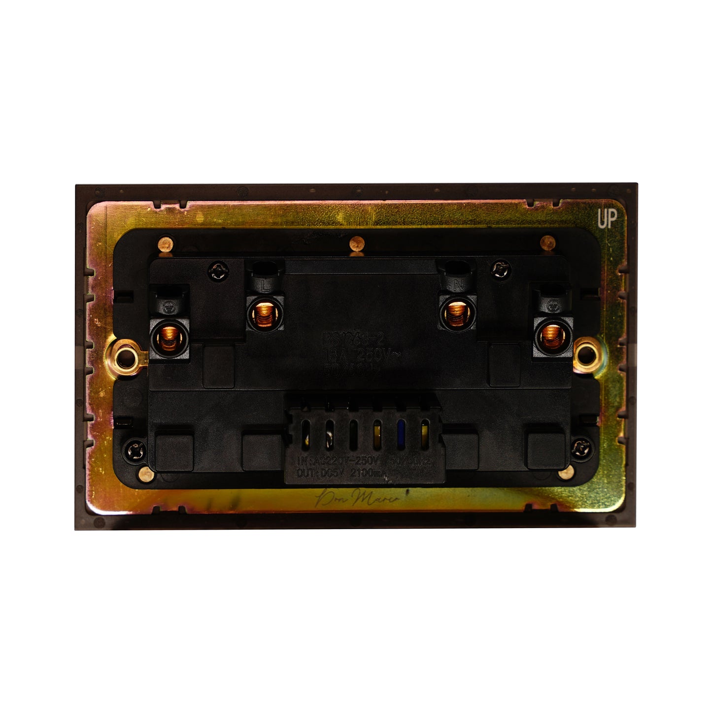 Double MF Socket 13A – On/Off + USB + Type-C – Stainless Steel