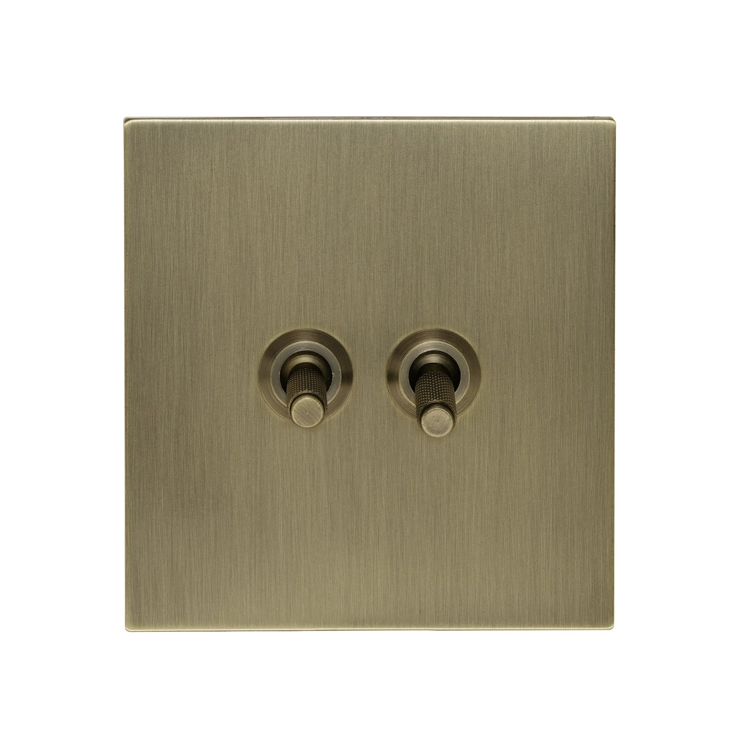2 Gang 2 Way Switch – Knurled Toggle – Stainless Steel / Copper