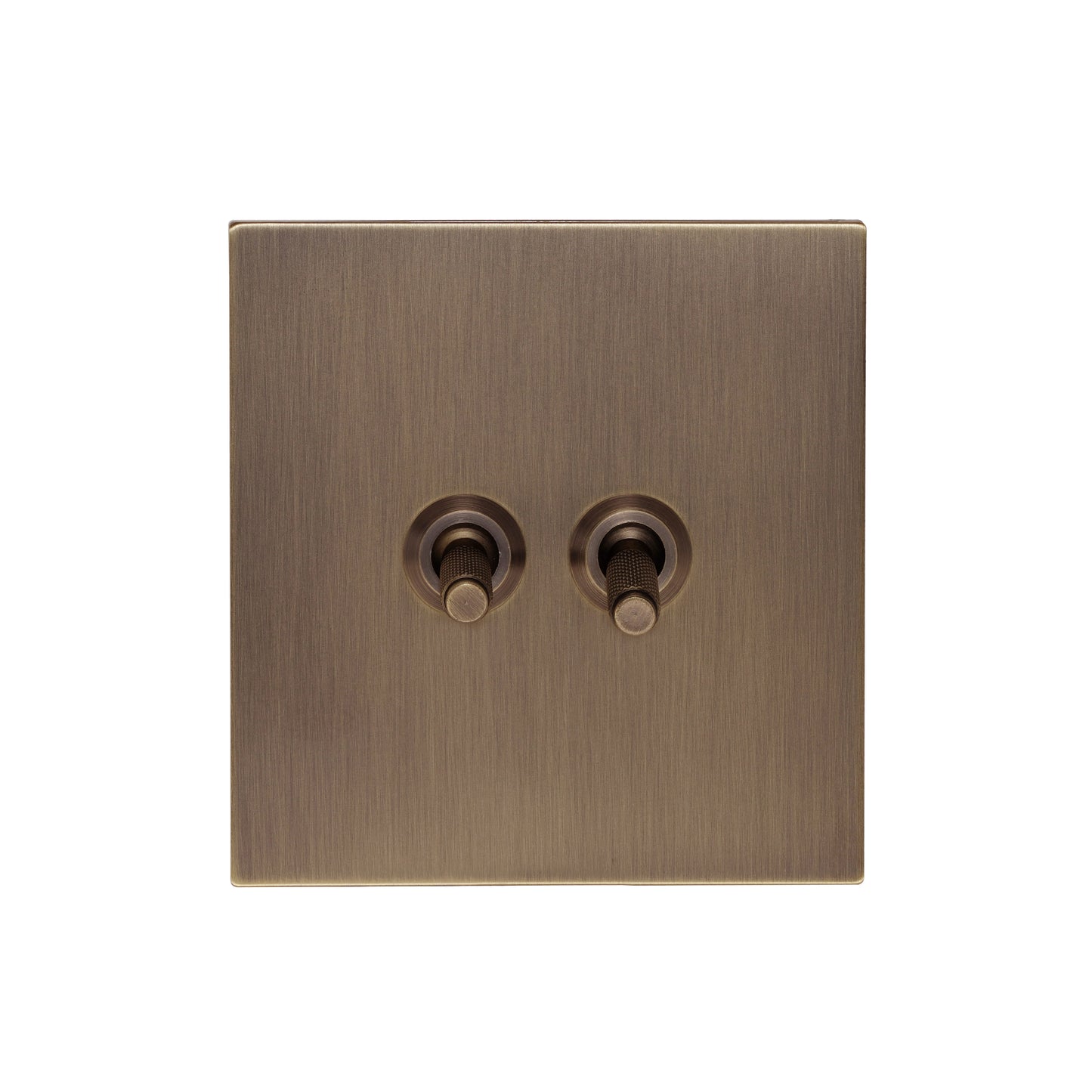 2 Gang 2 Way Switch – Knurled Toggle – Stainless Steel / Copper