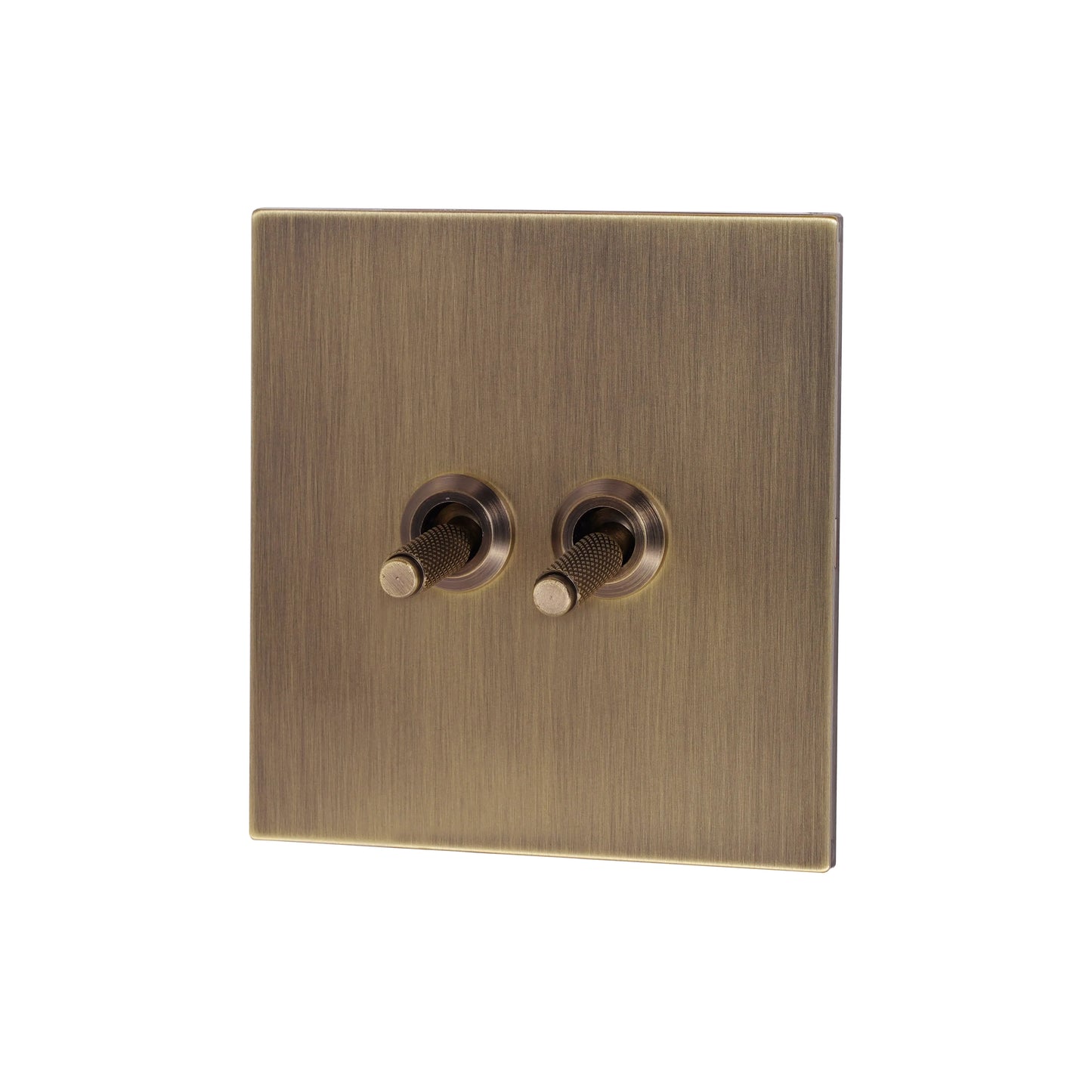 2 Gang 2 Way Switch – Knurled Toggle – Stainless Steel / Copper