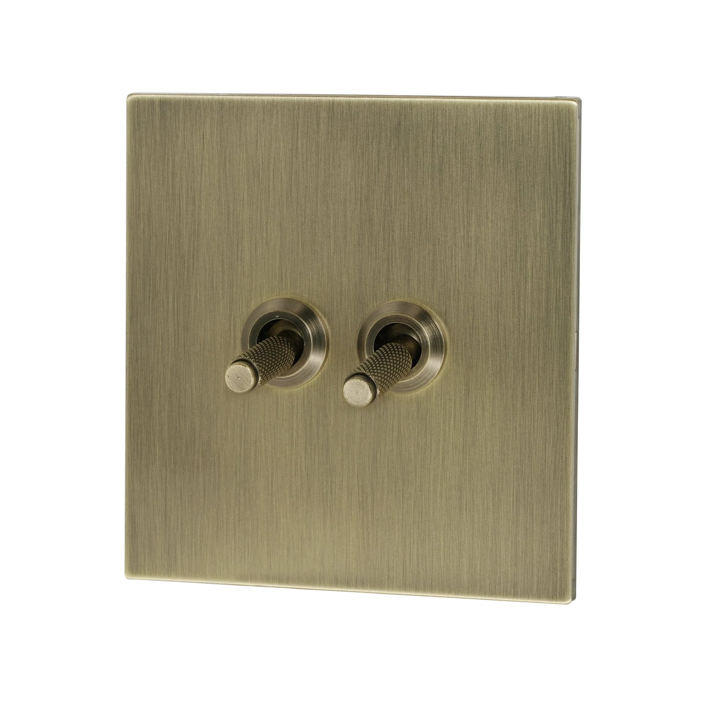 2 Gang 2 Way Switch – Knurled Toggle – Stainless Steel / Copper