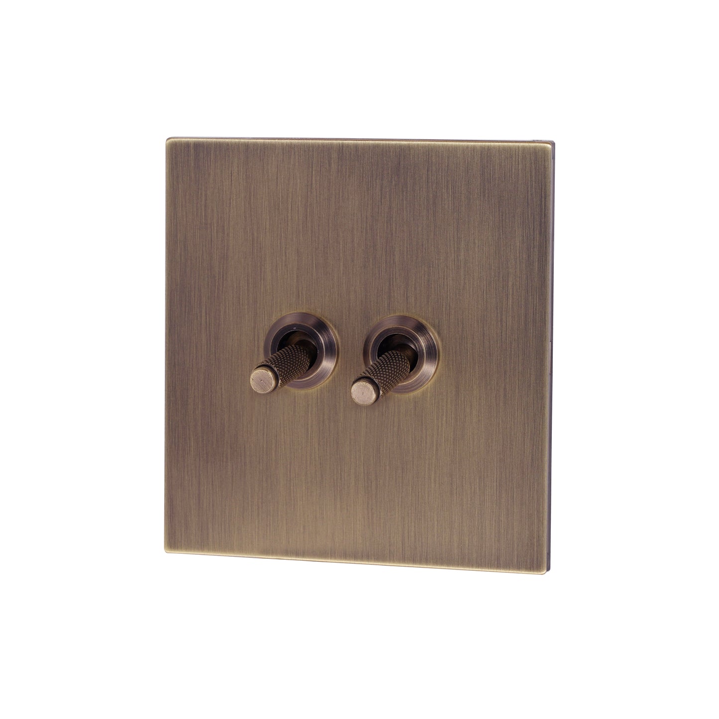 2 Gang 2 Way Switch – Knurled Toggle – Stainless Steel / Copper