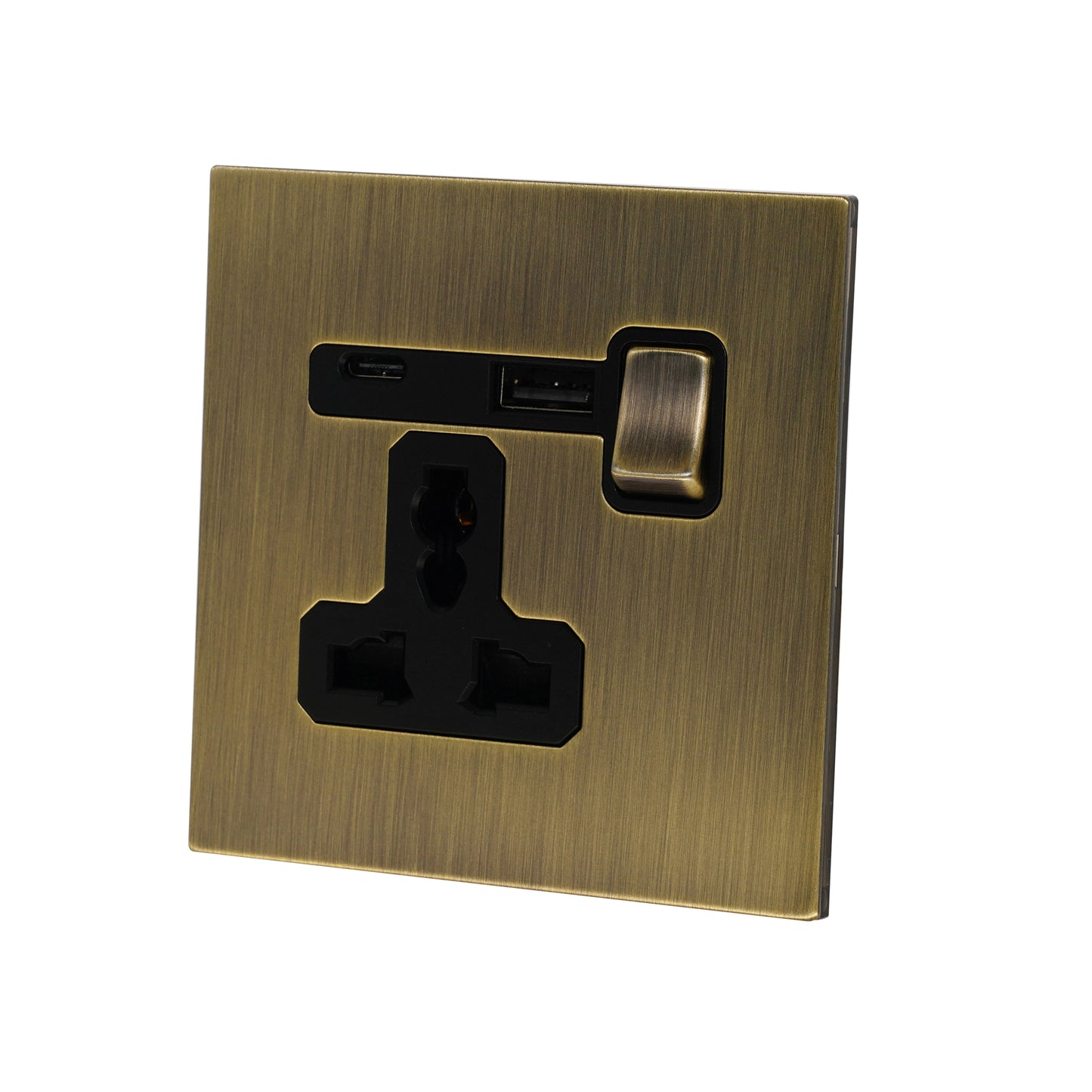 Single MF Socket 13A – On/Off + USB + Type-C – Stainless Steel
