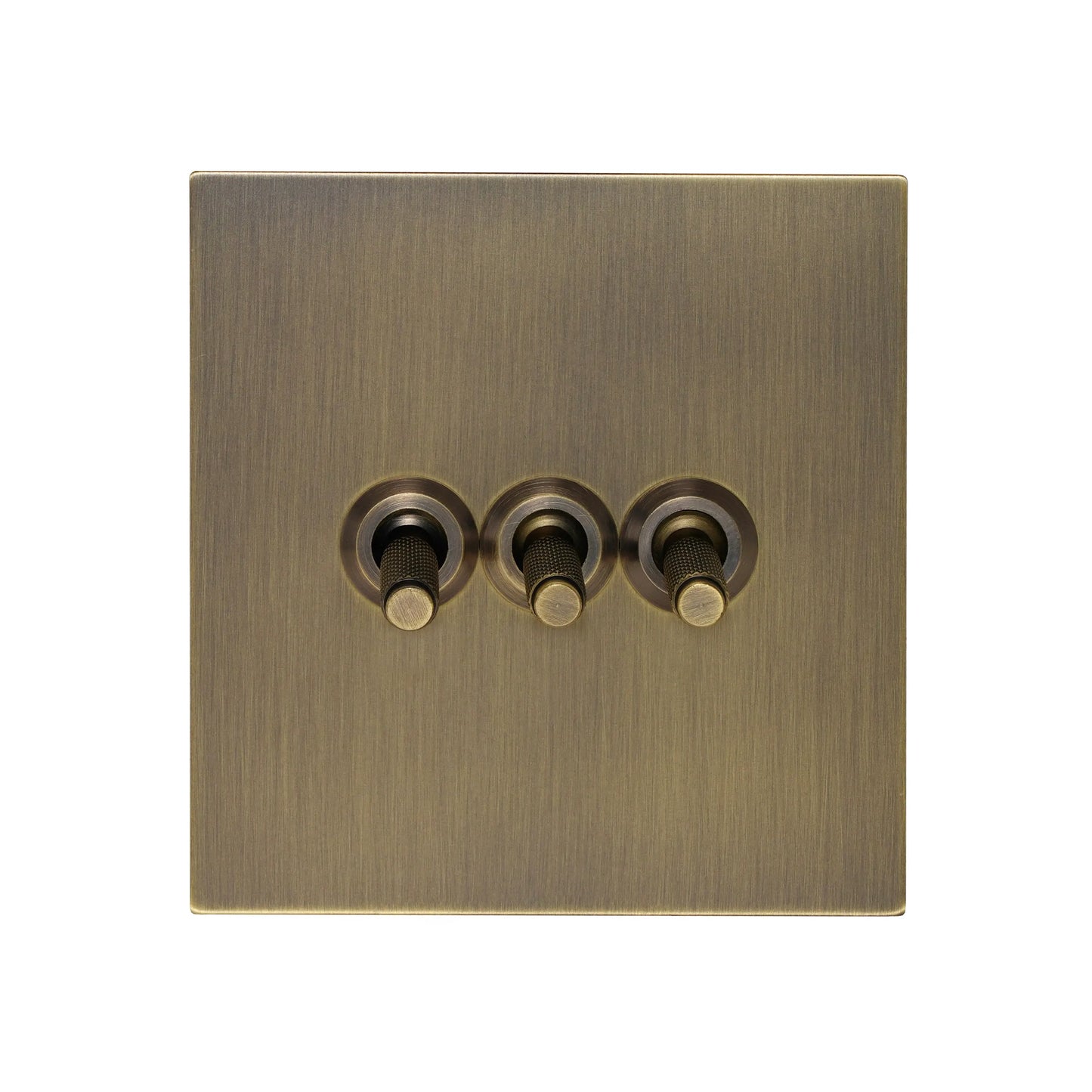 3 Gang 2 Way Switch – Knurled Toggle – Stainless Steel / Copper