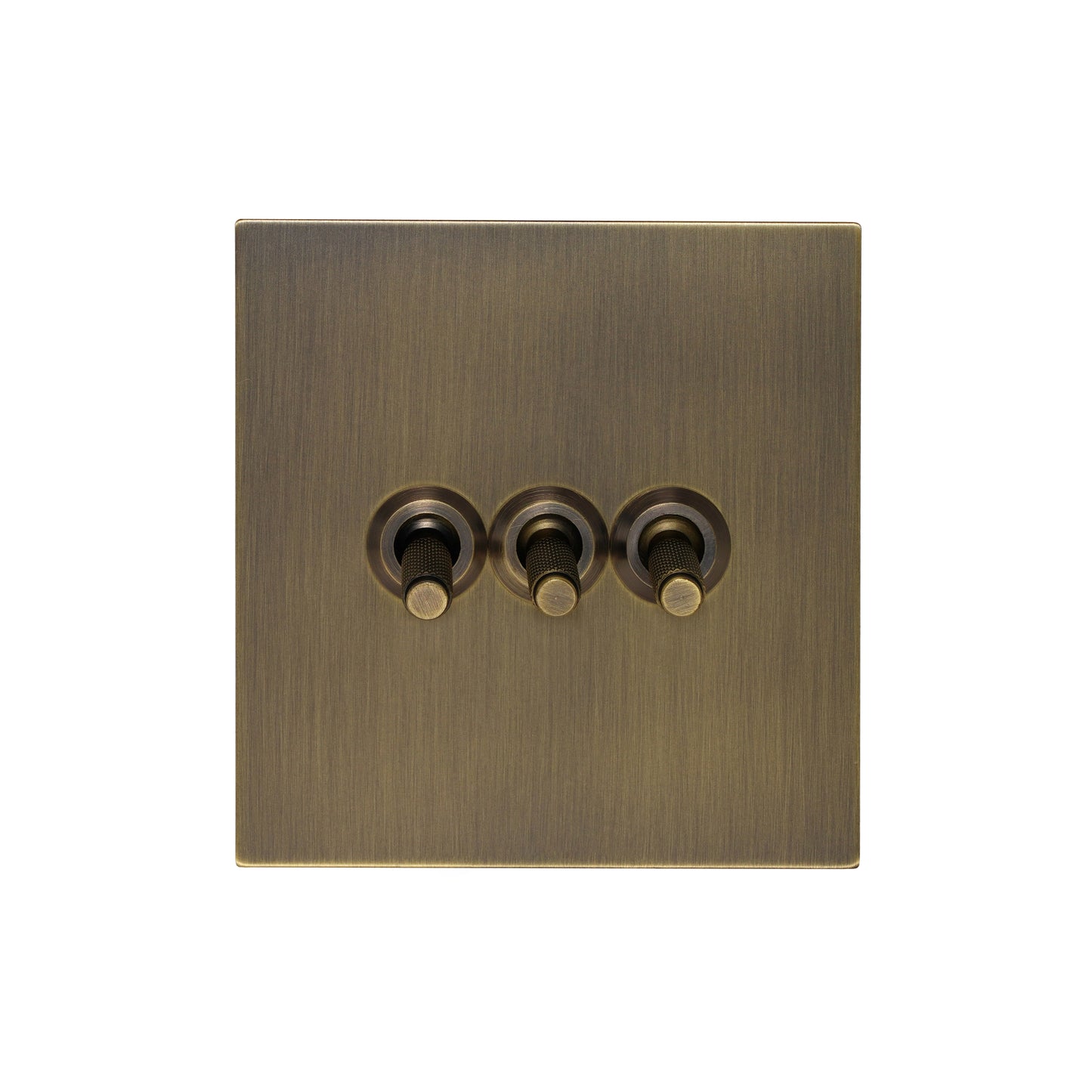 3 Gang 2 Way Switch – Knurled Toggle – Stainless Steel / Copper