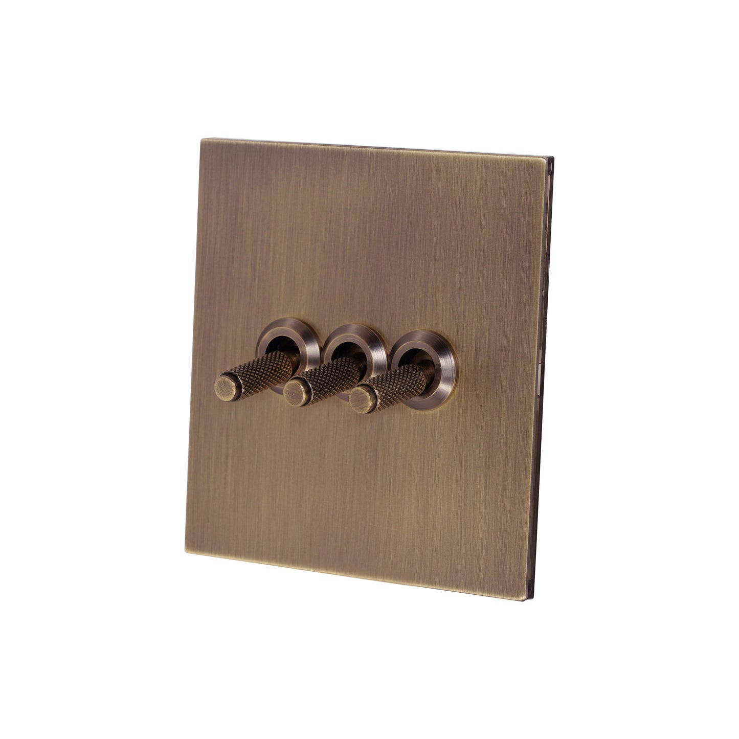 3 Gang 2 Way Switch – Knurled Toggle – Stainless Steel / Copper