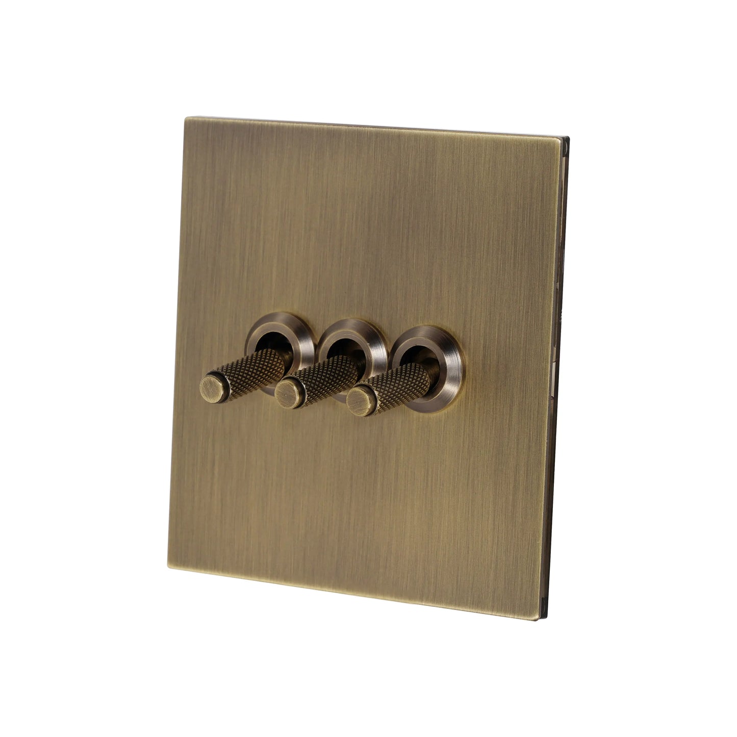 3 Gang 2 Way Switch – Knurled Toggle – Stainless Steel / Copper
