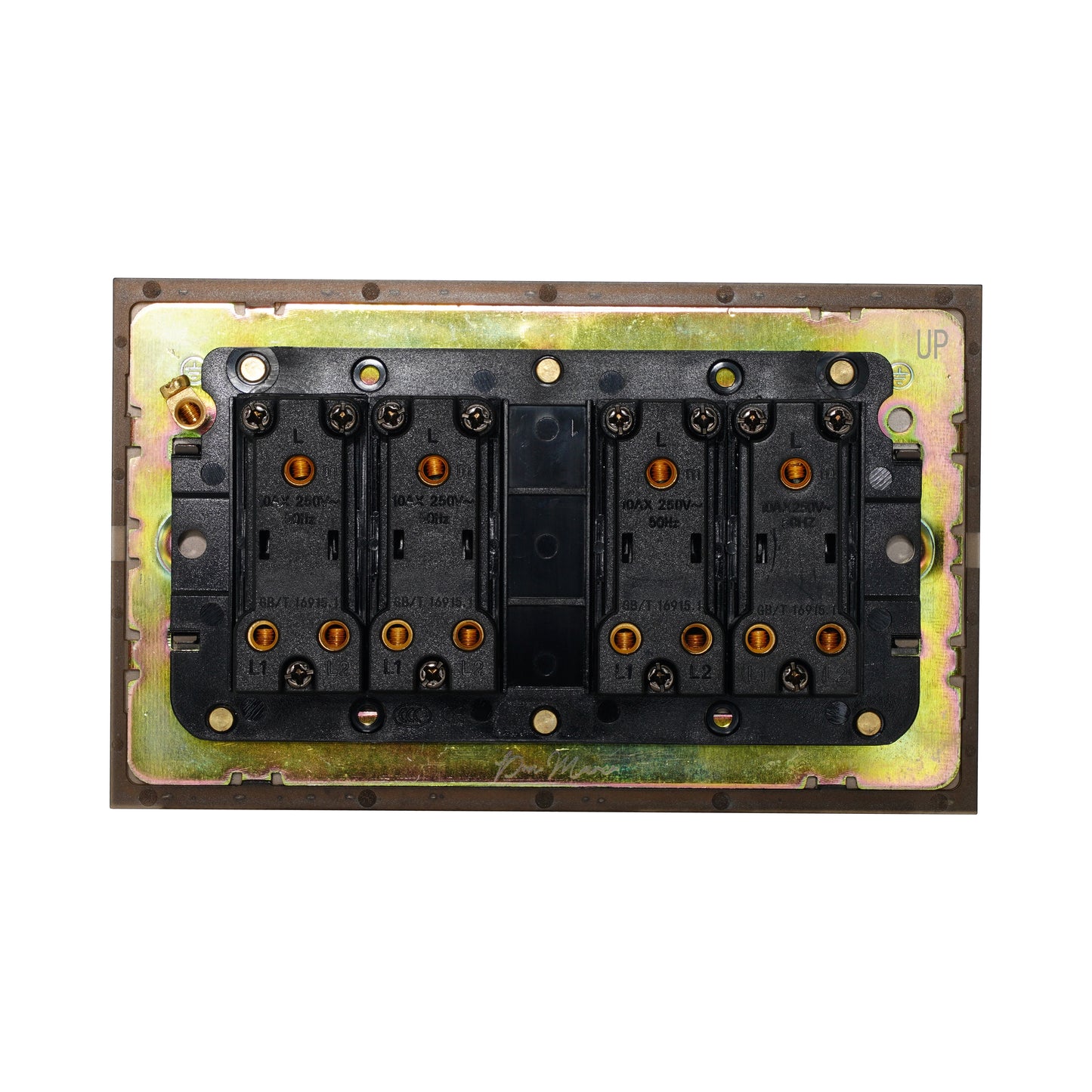 4 Gang 2 Way Switch (148) – Plain Toggle – Stainless Steel / Copper