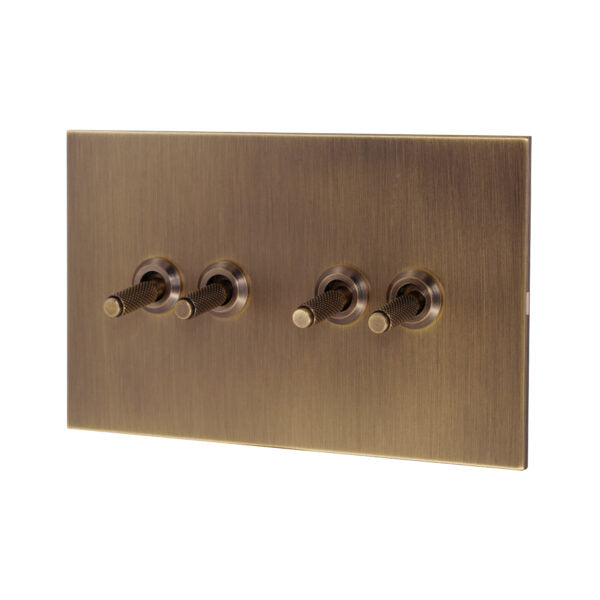 4 Gang 2 Way Switch (148) – Knurled Toggle – Stainless Steel / Copper