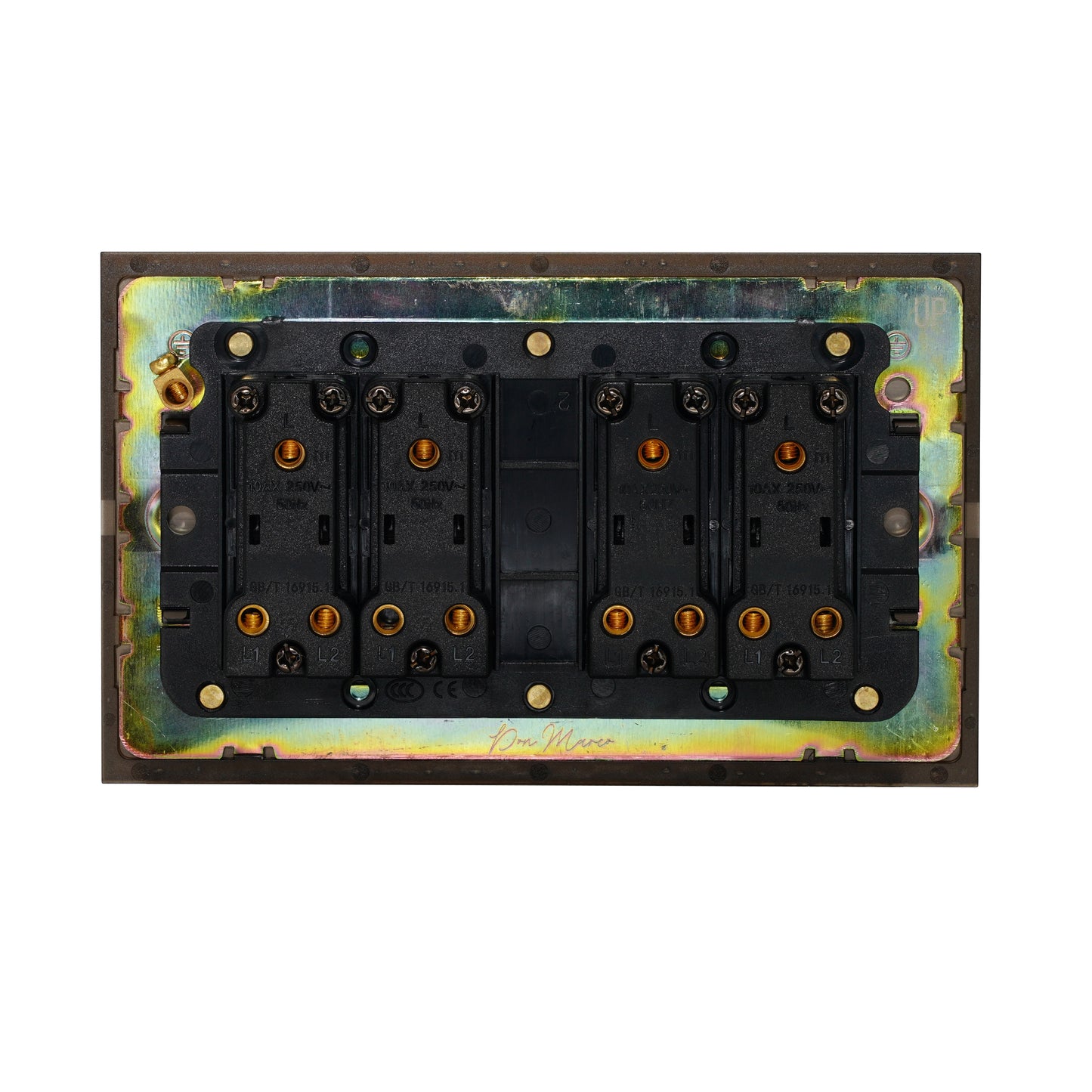 4 Gang 2 Way Switch (148) – Knurled Toggle – Stainless Steel / Copper