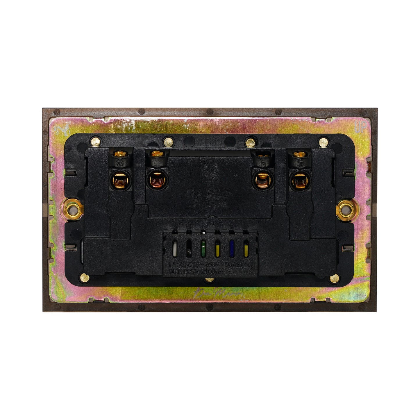 Double MF Socket 13A – On/Off + USB + Type-C – Stainless Steel