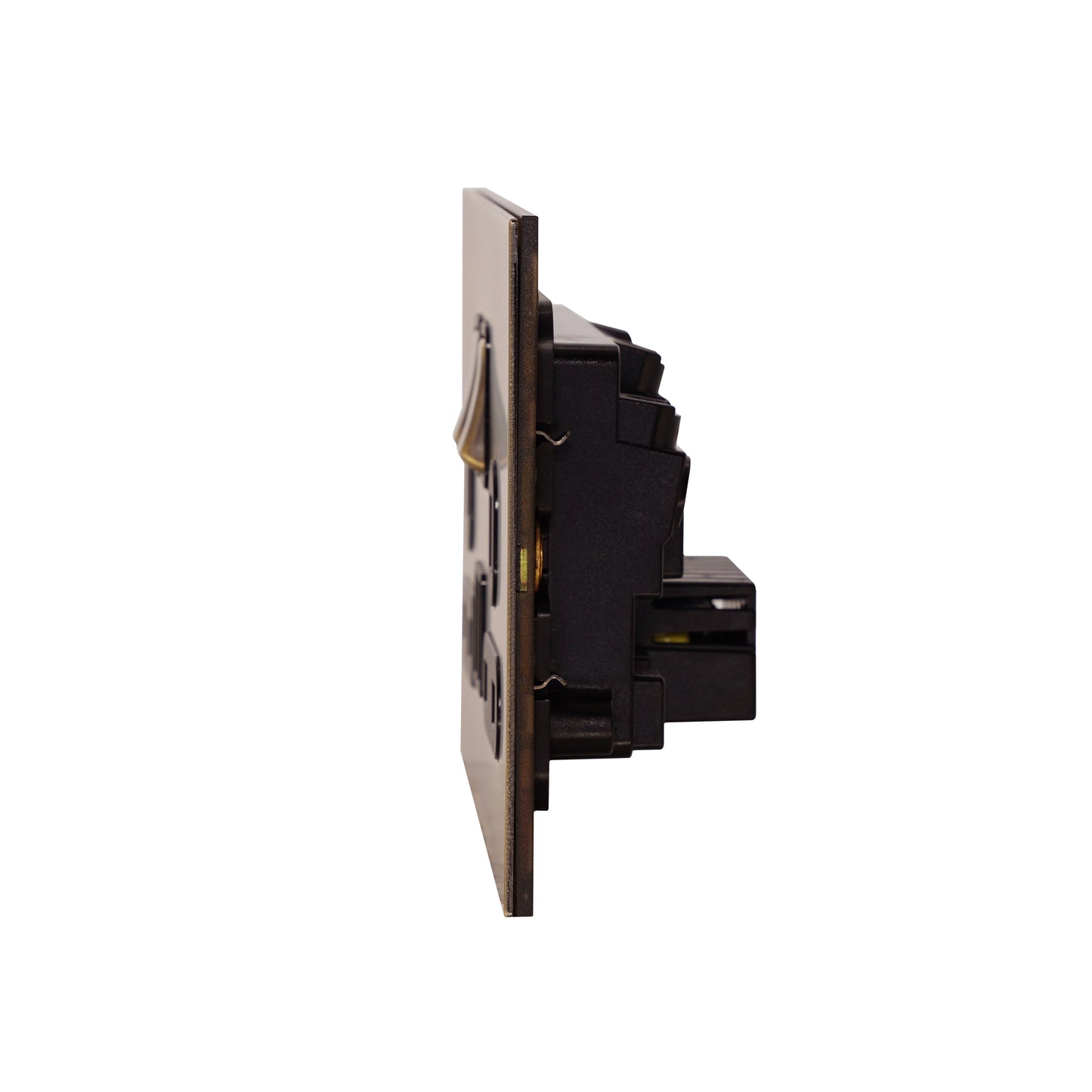 Double UK Socket 13A – On/Off + 2USB – Stainless Steel