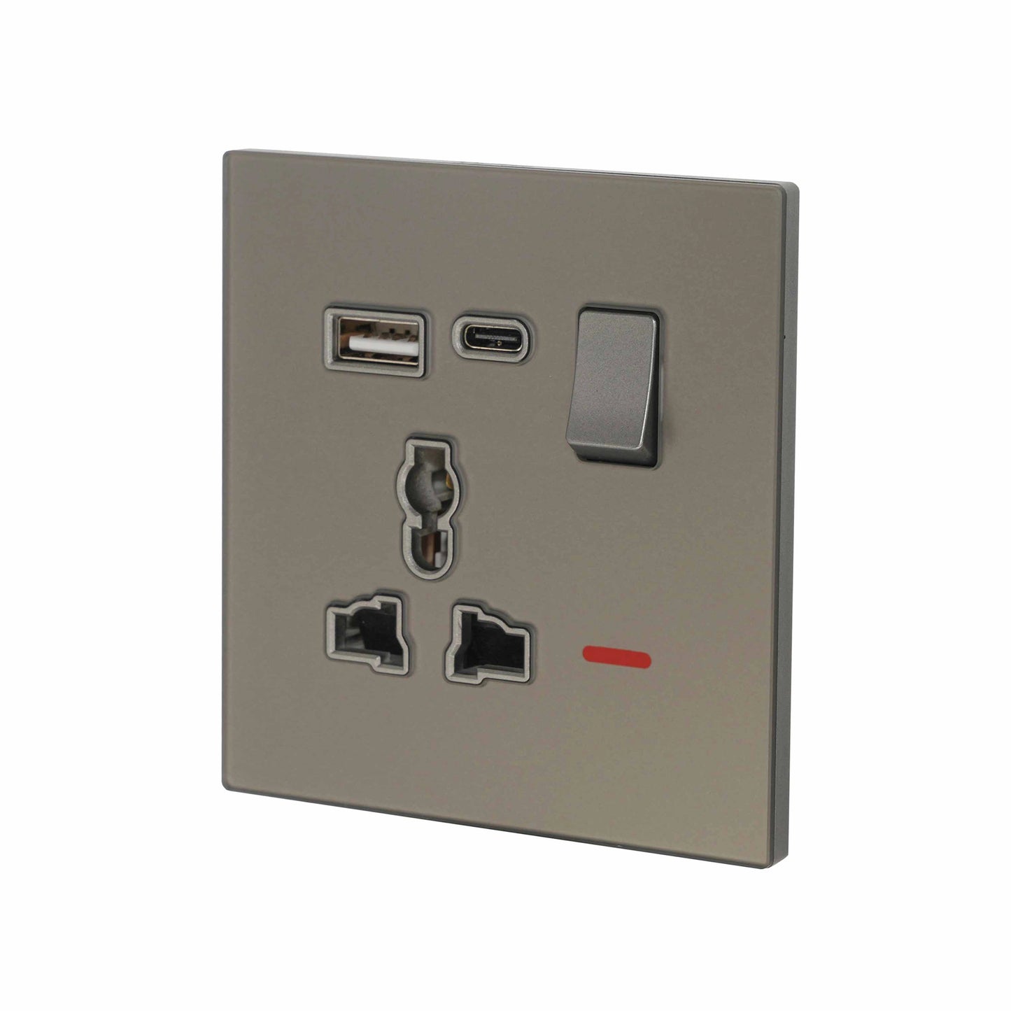 Single MF Socket 13A USB + Type-C (5V 2.1A) – Ultra Thin Acrylic Glass