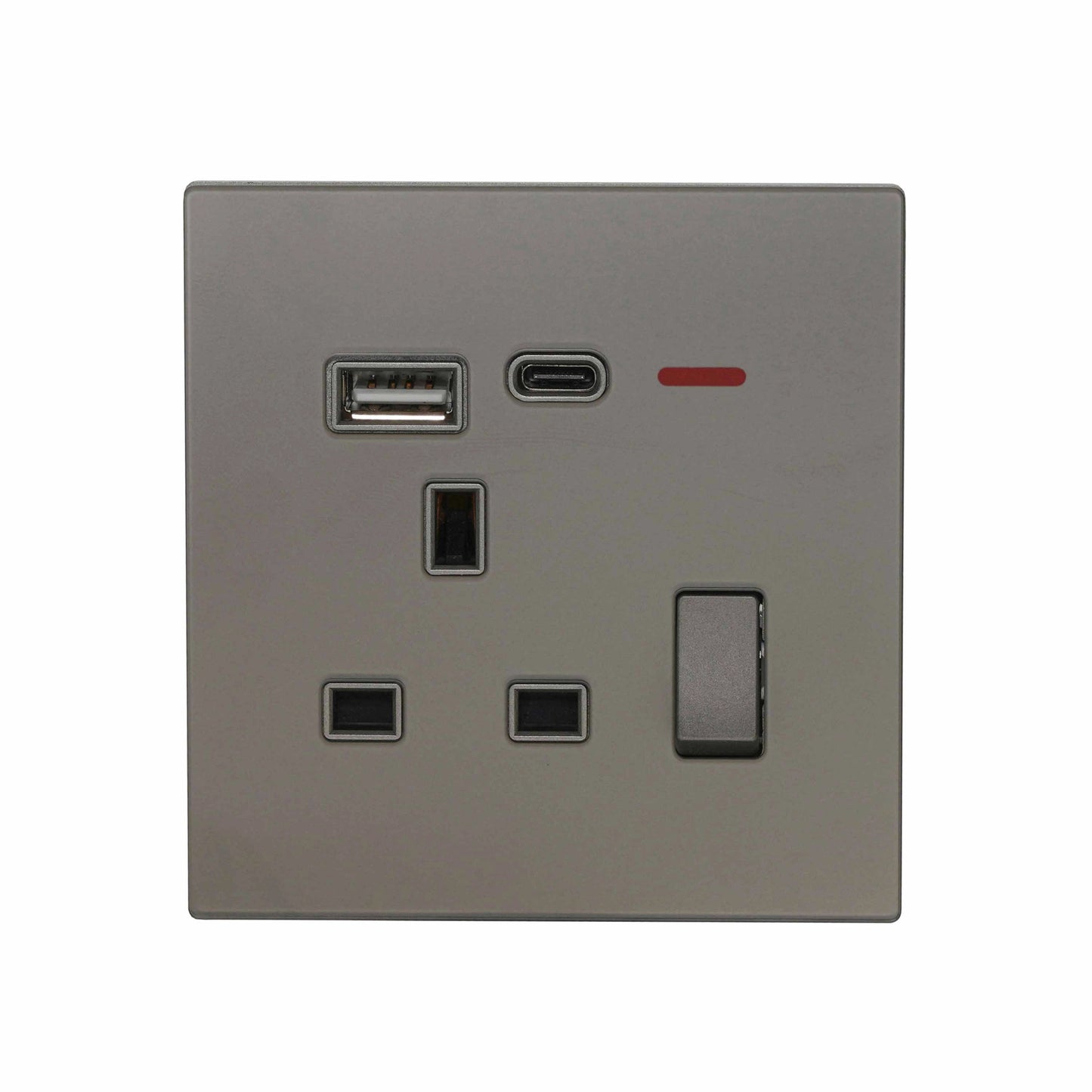 Single UK Socket 13A USB + Type-C (5V 2.1A) – Ultra Thin Acrylic Glass