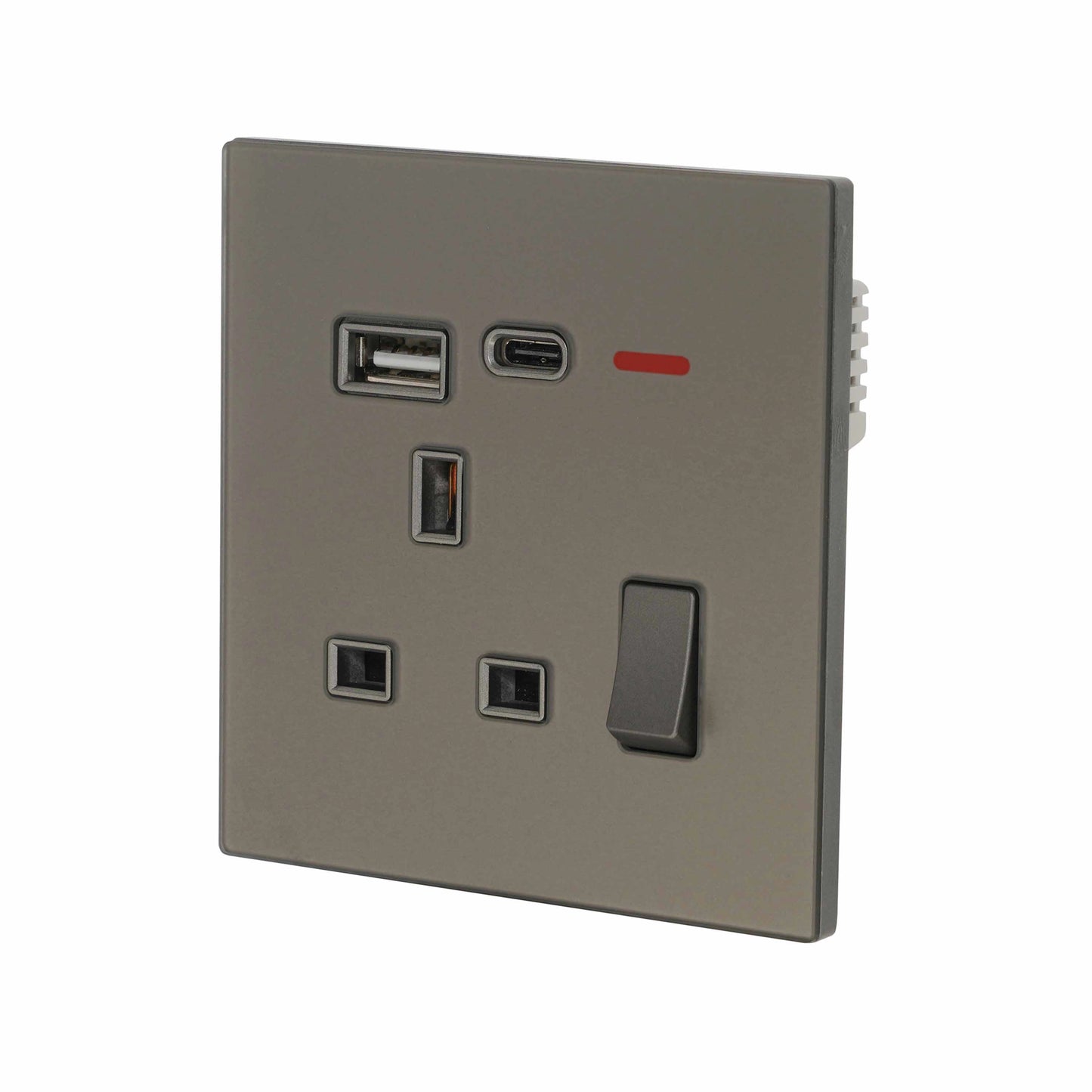 Single UK Socket 13A USB + Type-C (5V 2.1A) – Ultra Thin Acrylic Glass