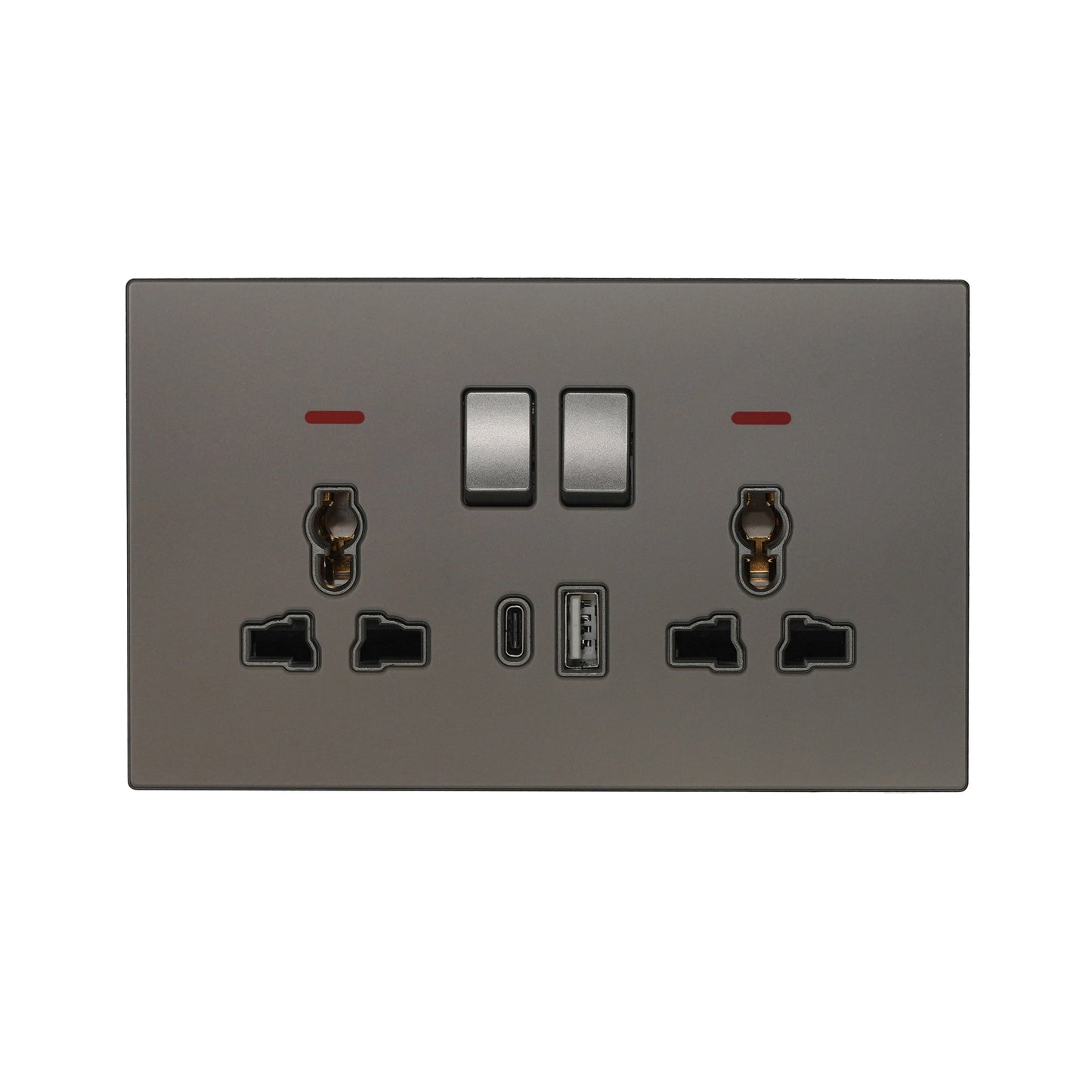 Double MF Socket 13A – USB + Type-C (5V 2.1A) – Ultra Thin Acrylic Glass