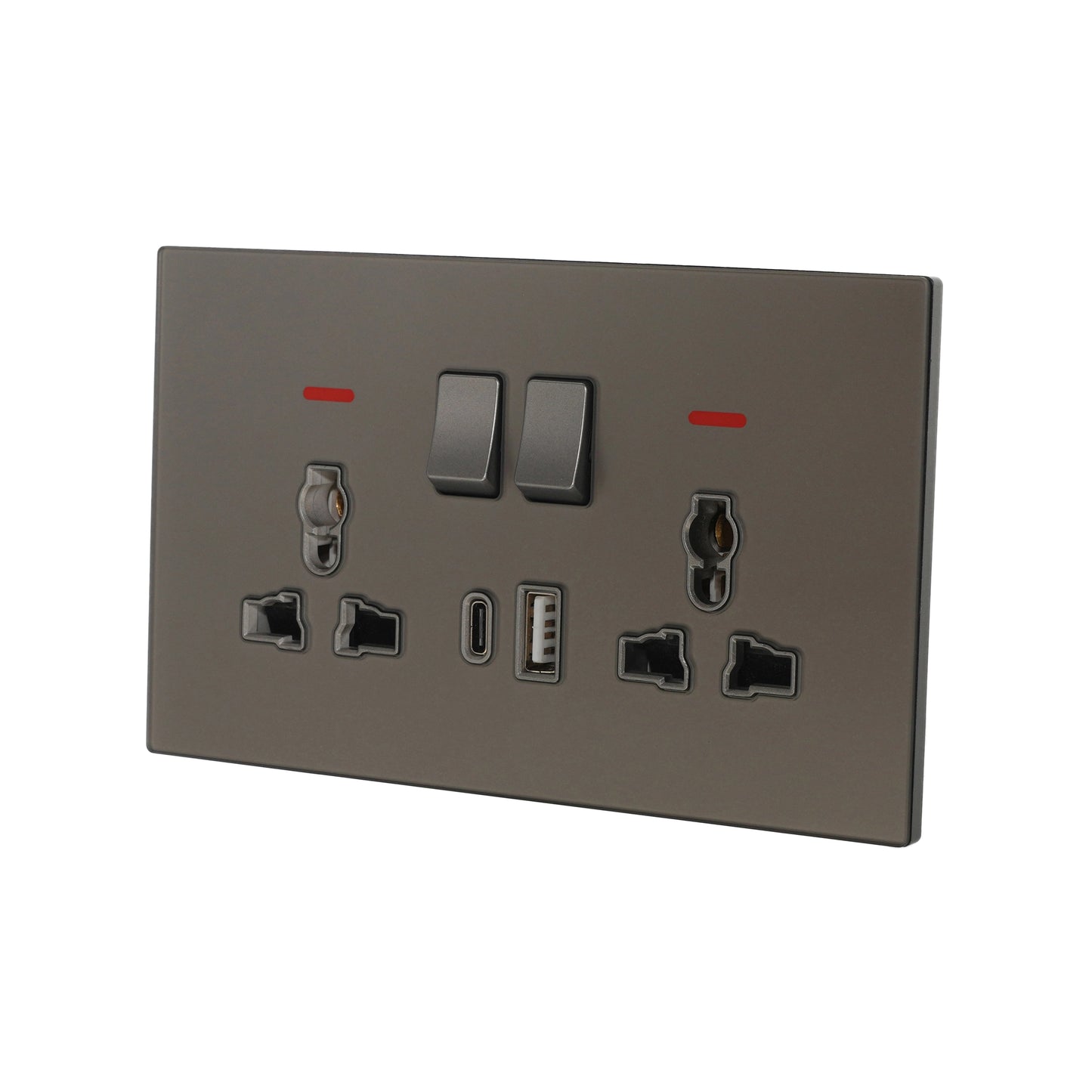 Double MF Socket 13A – USB + Type-C (5V 2.1A) – Ultra Thin Acrylic Glass