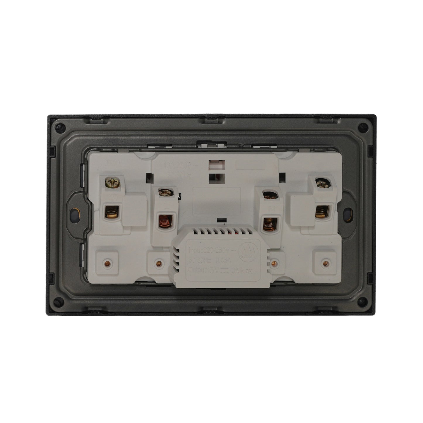 Double UK Socket 13A – USB + Type-C (5V 2.1A) – Ultra Thin Acrylic Glass