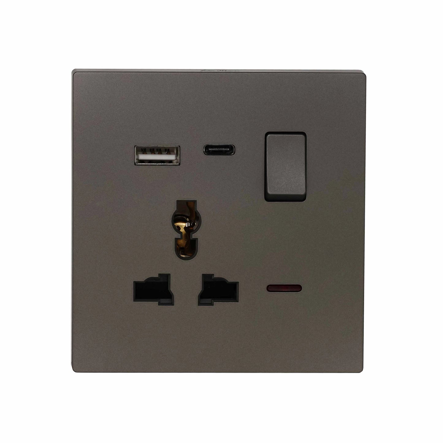 Single MF Socket 13A USB + Type-C (5V 2.1A) – Ultra Thin Plastic
