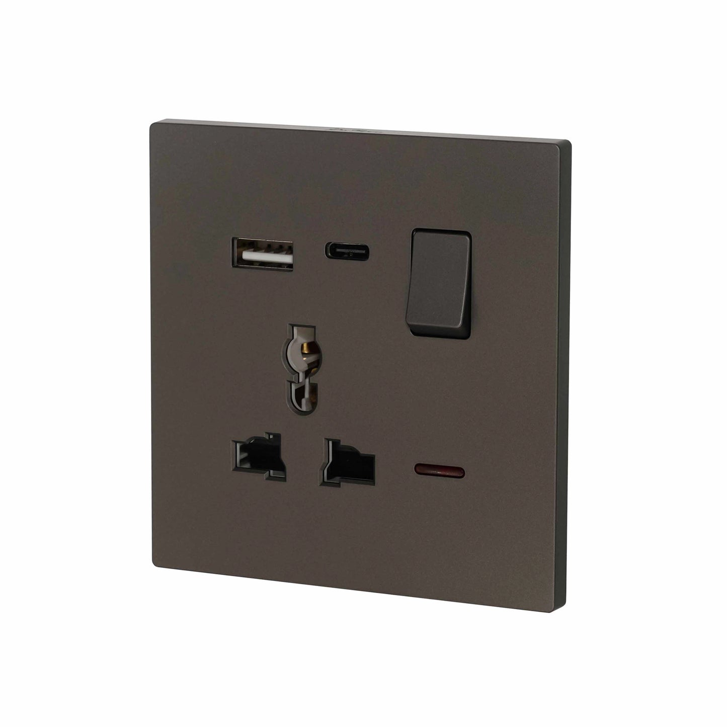 Single MF Socket 13A USB + Type-C (5V 2.1A) – Ultra Thin Plastic