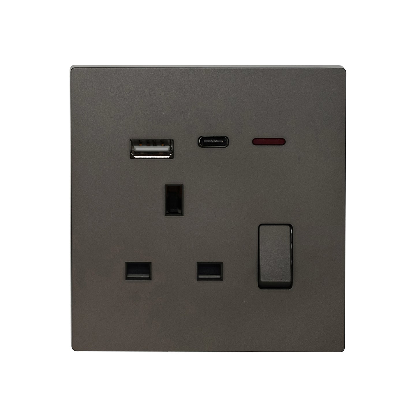 Single UK Socket 13A USB + Type-C (5V 2.1A) – Ultra Thin Plastic
