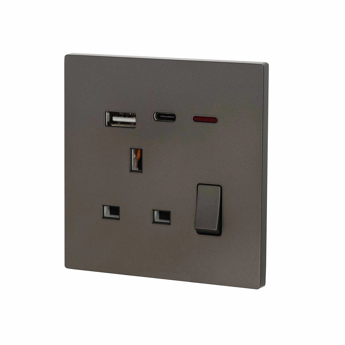 Single UK Socket 13A USB + Type-C (5V 2.1A) – Ultra Thin Plastic
