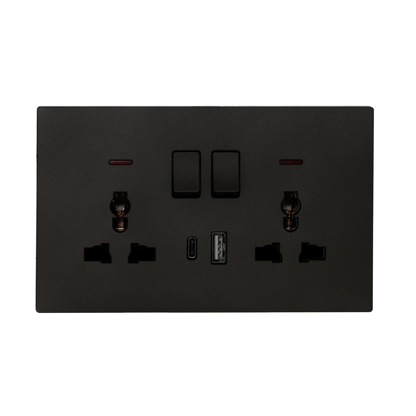 Double MF Socket 13A – USB + Type-C (5V 2.1A) – Ultra Thin Plastic