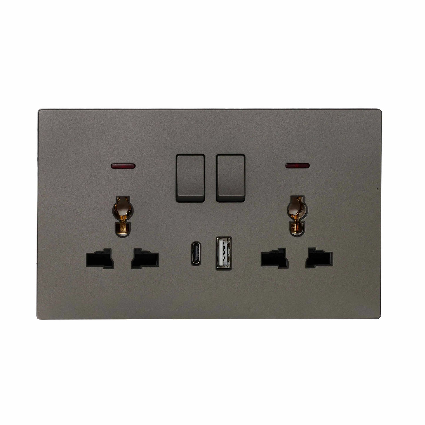 Double MF Socket 13A – USB + Type-C (5V 2.1A) – Ultra Thin Plastic