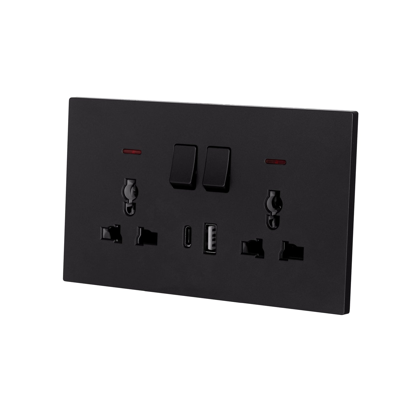 Double MF Socket 13A – USB + Type-C (5V 2.1A) – Ultra Thin Plastic