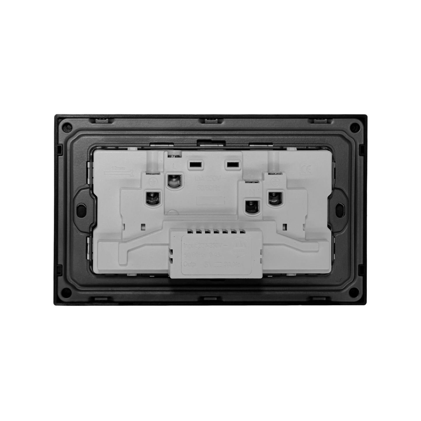 Double MF Socket 13A – USB + Type-C (5V 2.1A) – Ultra Thin Plastic
