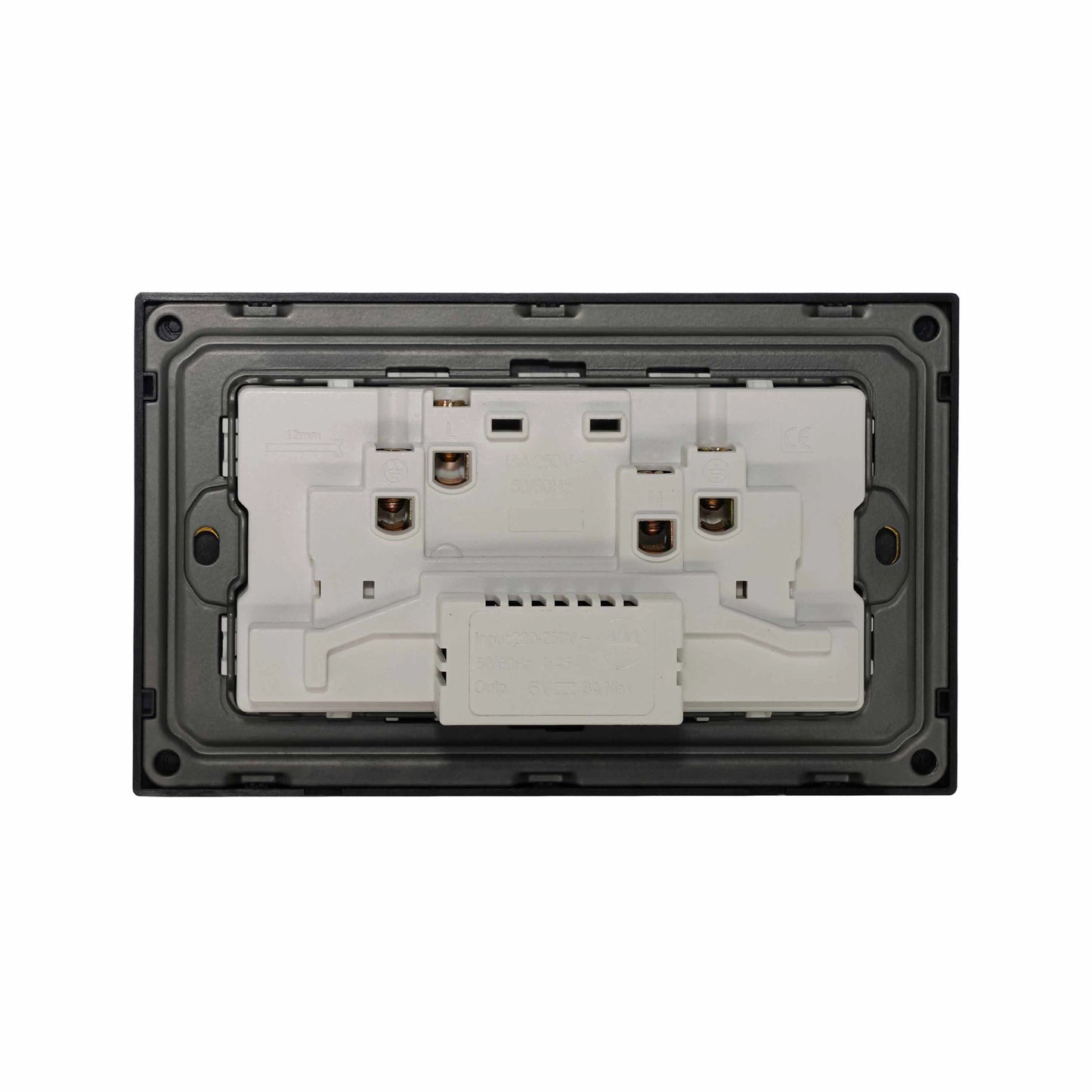 Double MF Socket 13A – USB + Type-C (5V 2.1A) – Ultra Thin Plastic