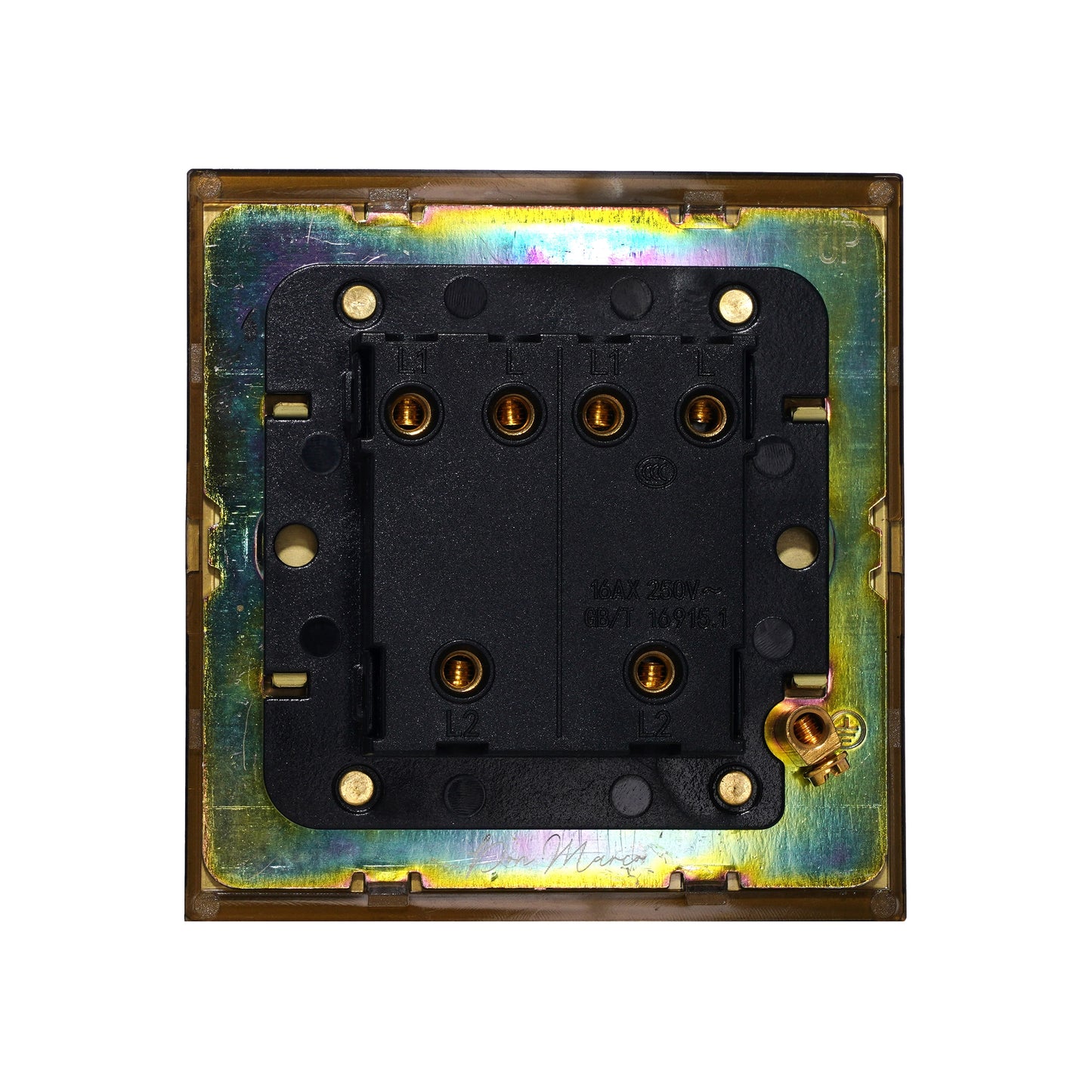 2 Gang 2 Way Switch – Plain Toggle – Stainless Steel / Copper