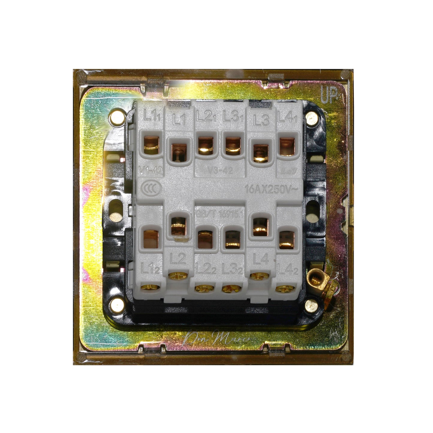2 Gang Intermediate Switch – Plain Toggle – Stainless Steel / Copper
