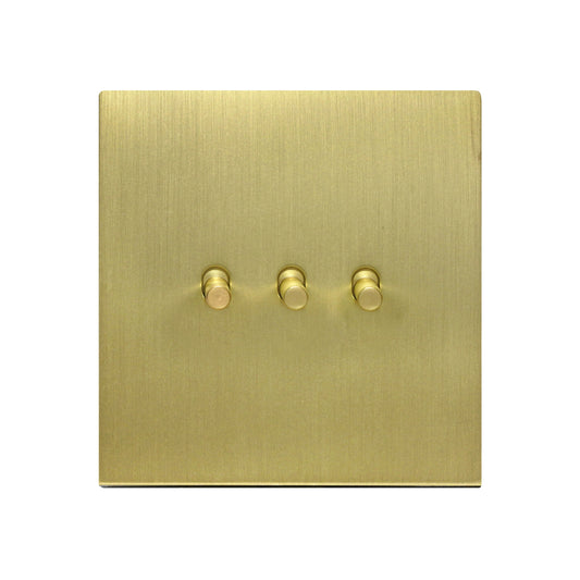 3 Gang 2 Way Switch – Plain Toggle – Stainless Steel / Copper
