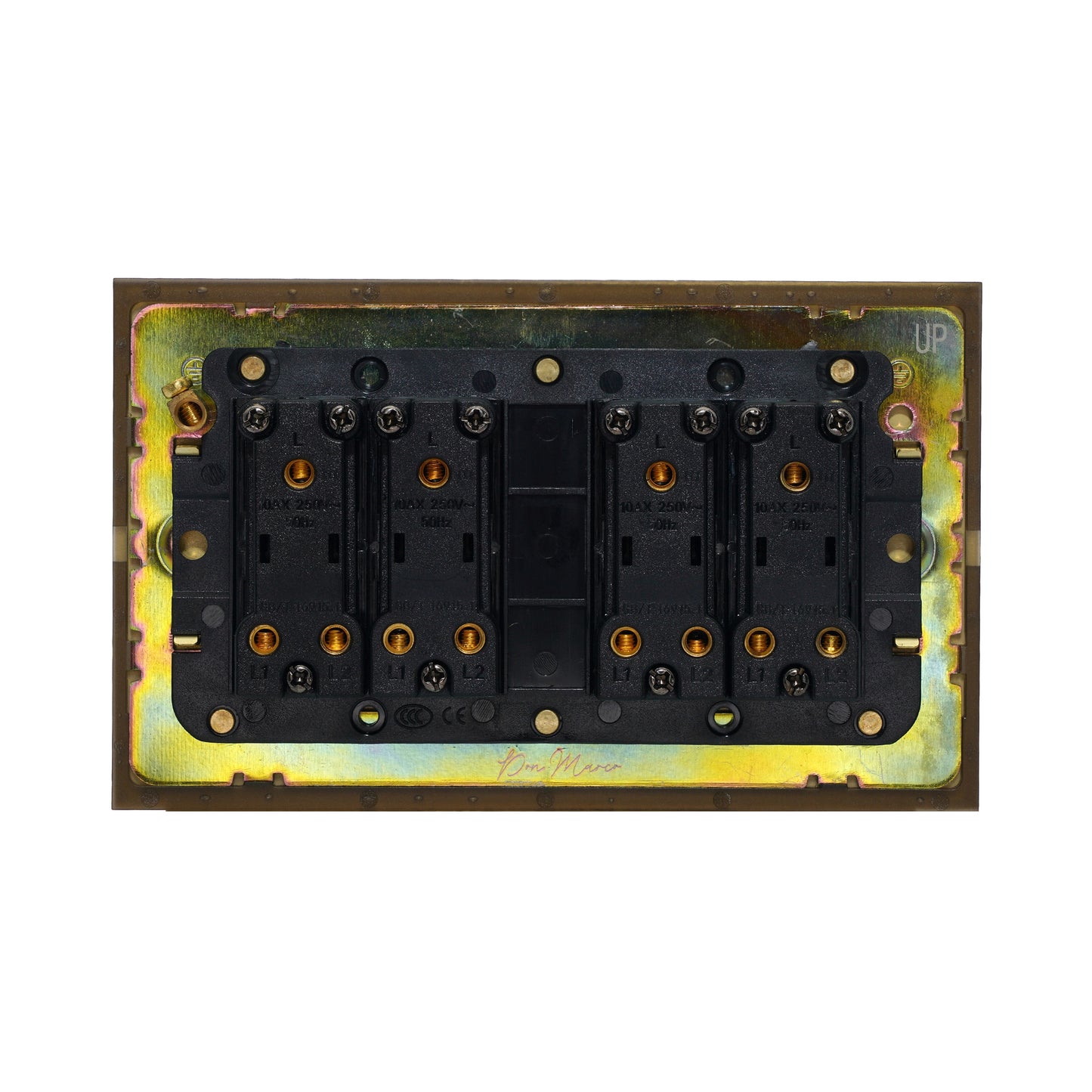 4 Gang 2 Way Switch (148) – Plain Toggle – Stainless Steel / Copper