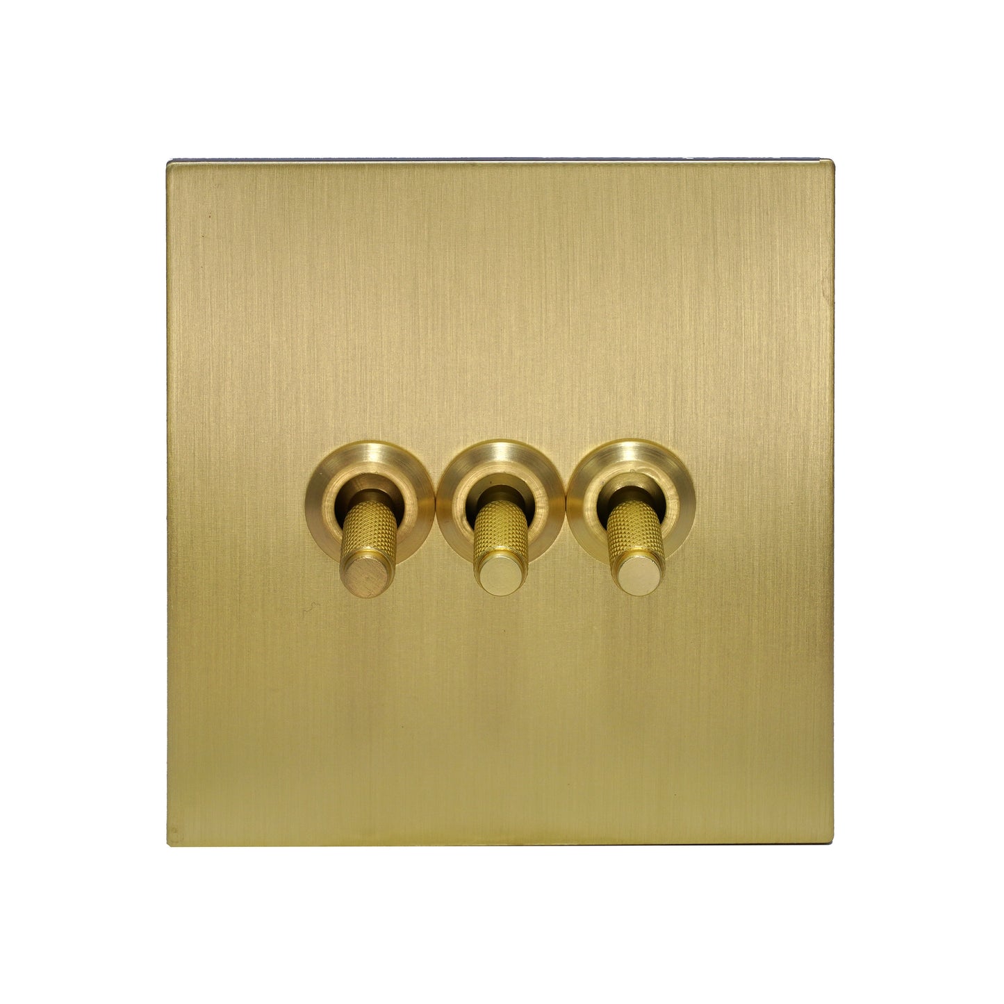 3 Gang 2 Way Switch – Knurled Toggle – Stainless Steel / Copper