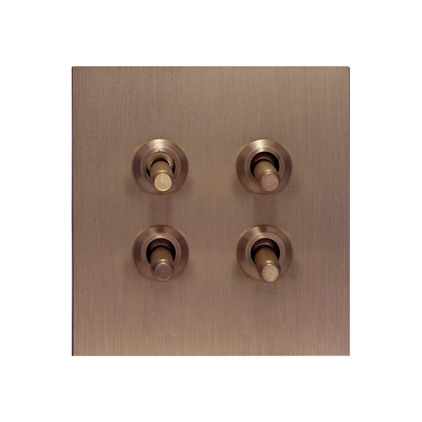 4 Gang 2 Way Switch (86) – Knurled Toggle – Stainless Steel / Copper