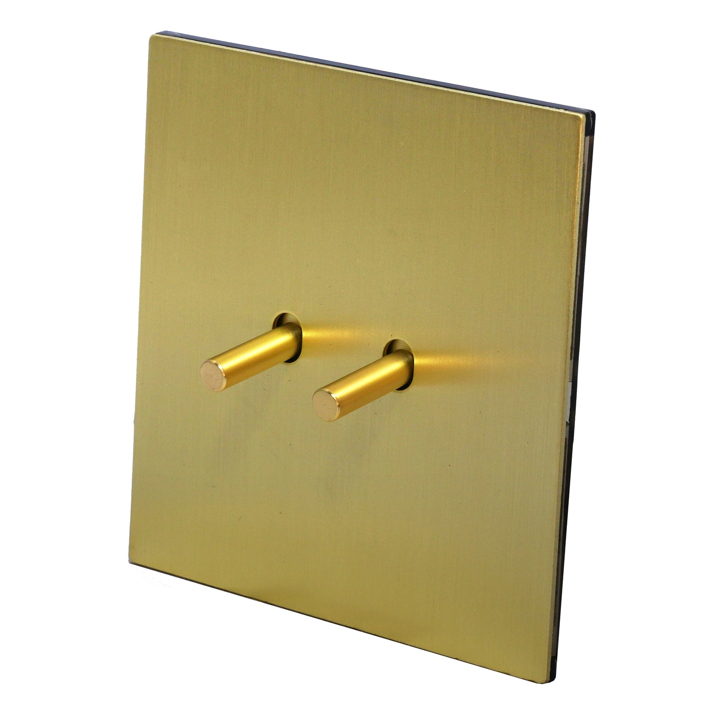 2 Gang 2 Way Switch – Plain Toggle – Stainless Steel / Copper
