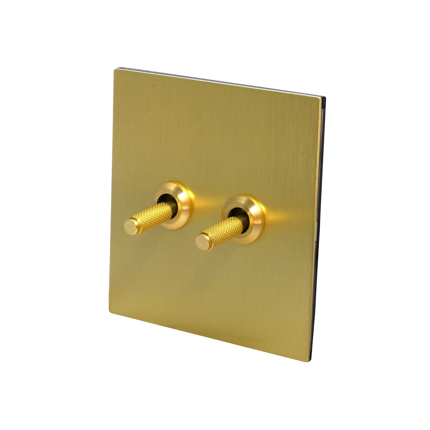 2 Gang 2 Way Switch – Knurled Toggle – Stainless Steel / Copper