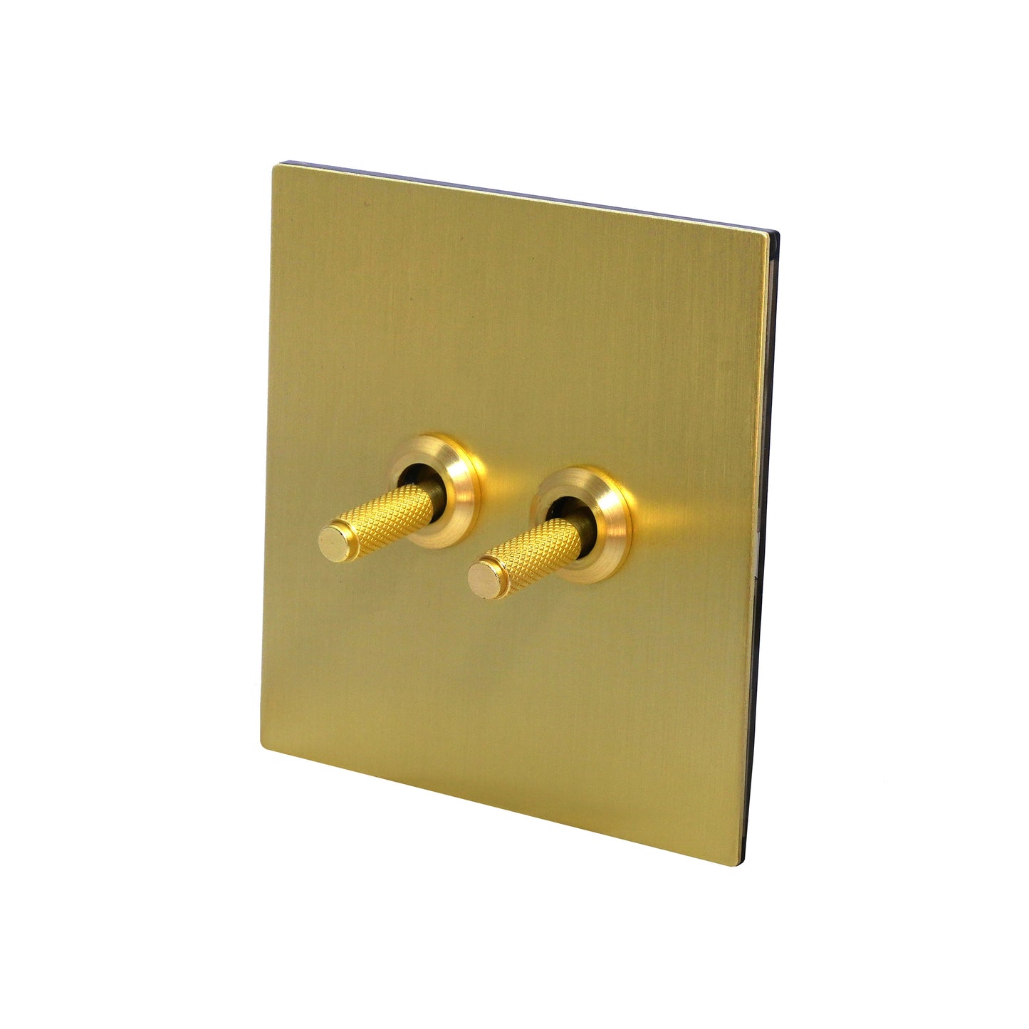 2 Gang 2 Way Switch – Knurled Toggle – Stainless Steel / Copper